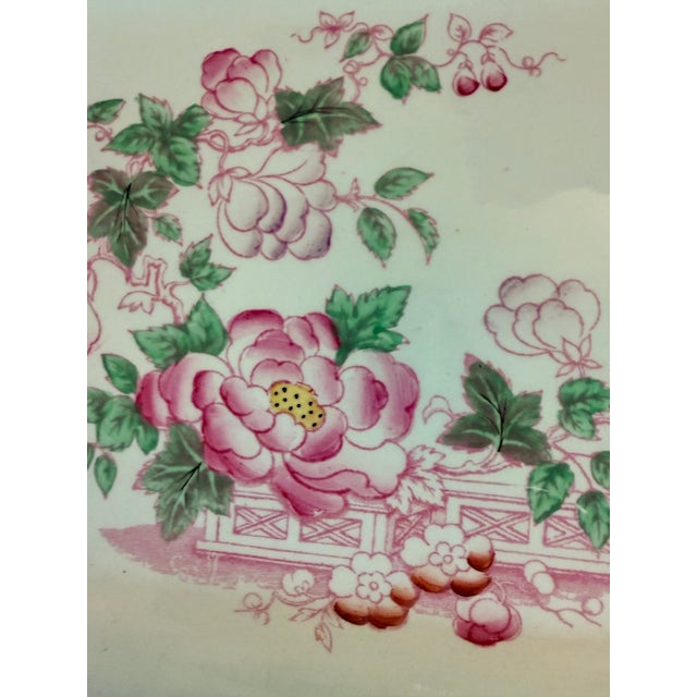 Vintage Chinoiserie Adams China Calyx Ware Metz English Ironstone Octagonal Platter For Sale - Image 9 of 9