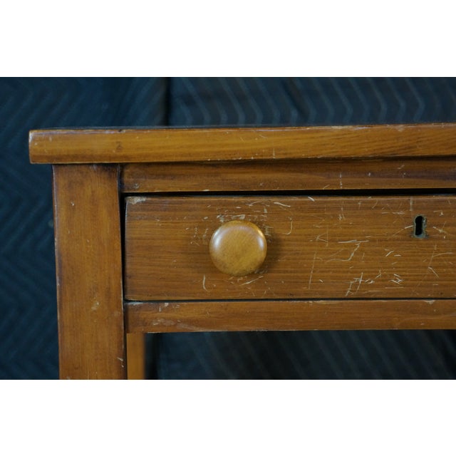 Antique Early American Sheraton Style Oak Farmhouse Side Work Table W/ Drawer For Sale - Image 12 of 15