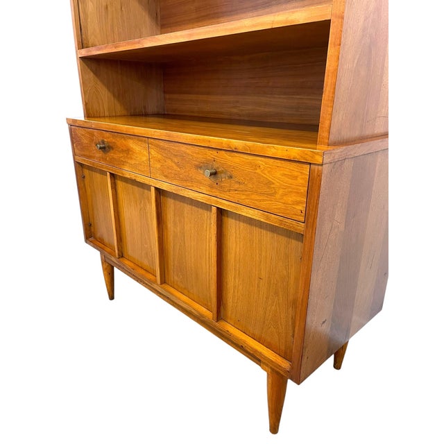Wood Vintage Mid Century Modern Hutch Bookcase Cabinet For Sale - Image 7 of 9