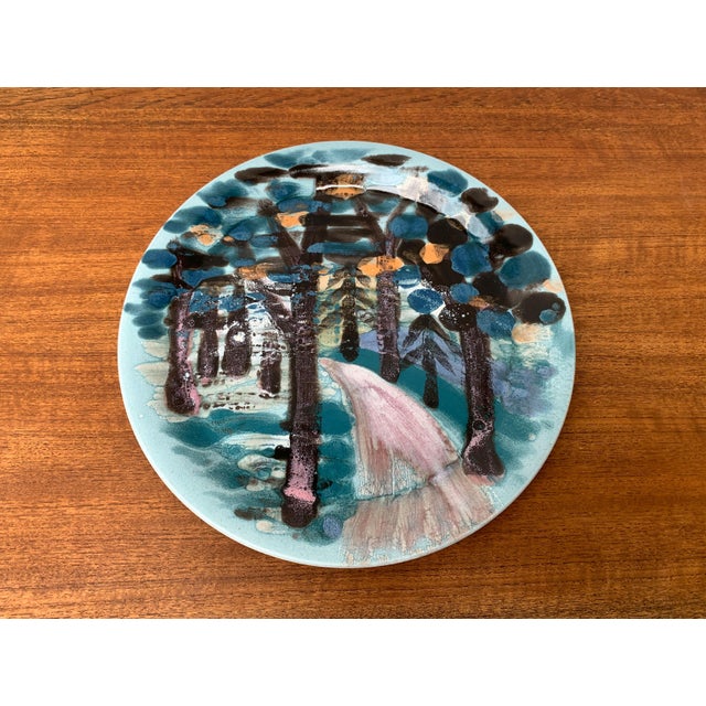 Ceramic Vintage German Handpainted Wall Plate, 1970s For Sale - Image 7 of 17