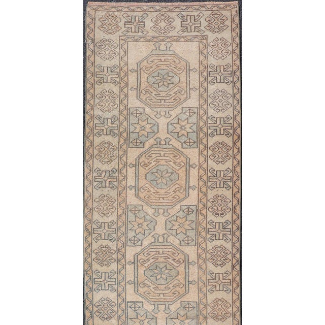 Tribal Vintage Turkish Oushak Runner With Pastel Colors 2'6 X 11'2 For Sale - Image 3 of 10