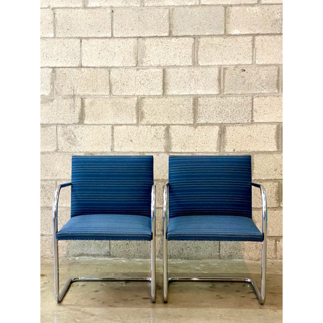 Iconic pair of MCM Knoll chairs. The tubular version of the BRNO chairs. A cantilevered design with a sleek profile....