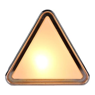 Vintage Mid-Century Modern Triangular Chrome and Glass Table Lamp For Sale
