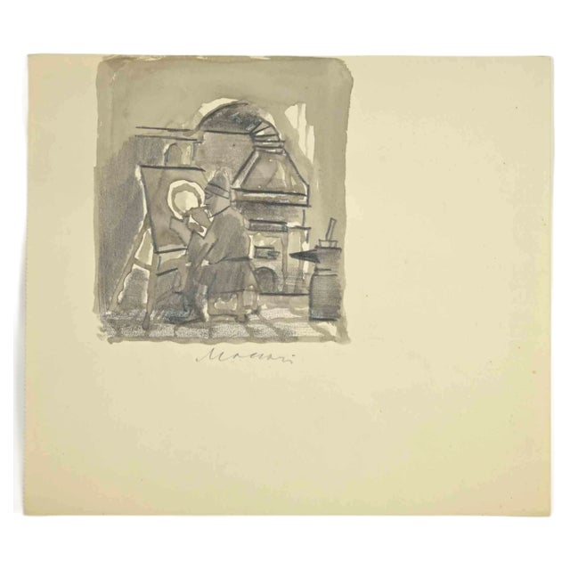 Mino Maccari, Painter, Watercolor, 1960s For Sale