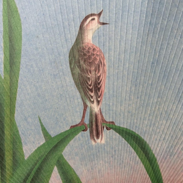 Japanese Singing Bird Takashimaya Fan by Shūkei, 1960s For Sale - Image 10 of 14