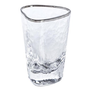 Aperitivo Triangular Shot Glass, Clear w/ Platinum Rim, Set of 6 For Sale