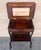 Antique Napoleon III sewing table, circa 1880 The marquetry is made of various woods. A brass feast surrounds the table...