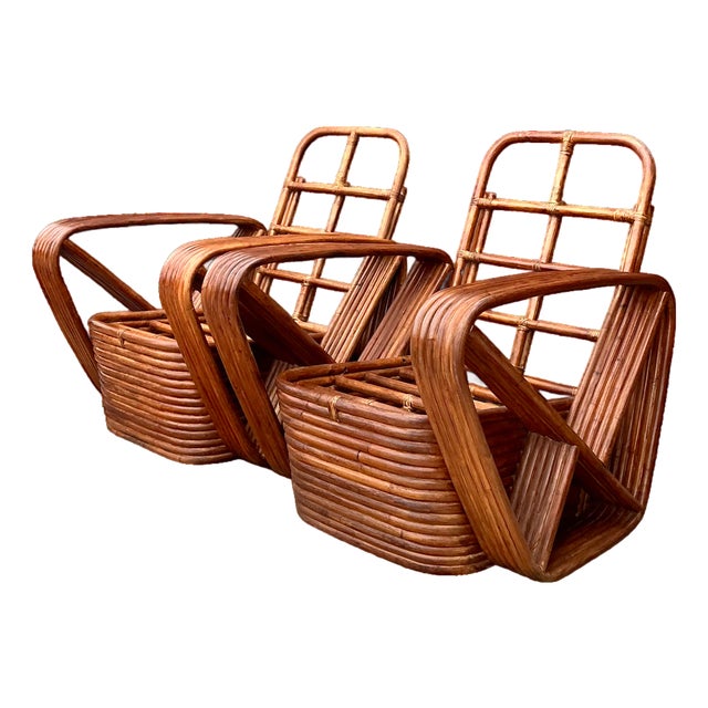 Vintage Paul Frankl Six Strand Rattan Lounge Chairs - A Pair For Sale