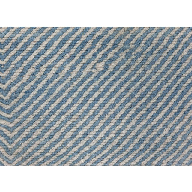 Blue Modern Flatweave Geometric Light Blue Wool Rug "Skylace" by Doris Leslie Blau For Sale - Image 8 of 8