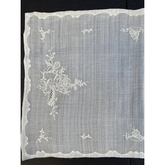 Victorian Vintage Linen Rose Embroidered Crochet Placemats- Set of 15 For Sale - Image 3 of 12