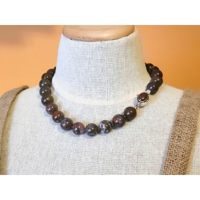 Pietersite Beaded Necklace With Sterling Silver Pietersite Clasp, 19" For Sale In Cleveland - Image 6 of 8