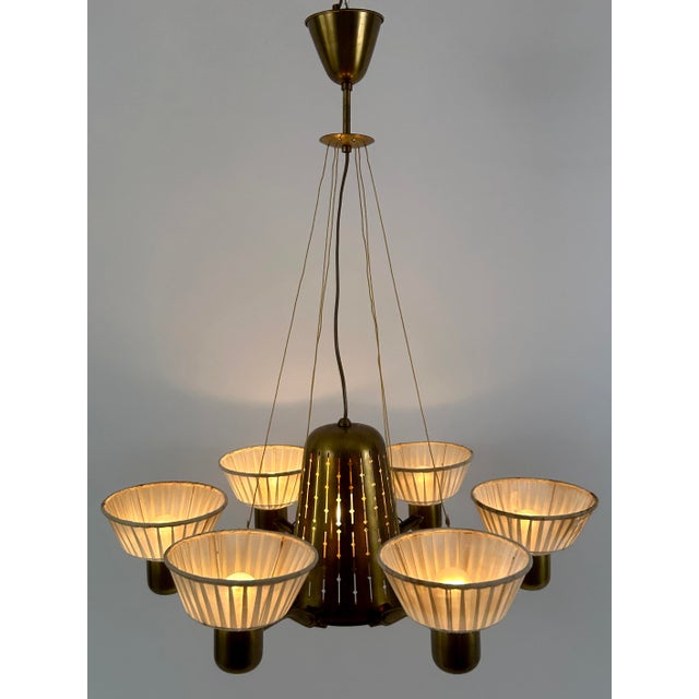 Mid-Century Modern Six-Armed Chandelier from Hans Bergström, Sweden, 1950s For Sale - Image 12 of 18