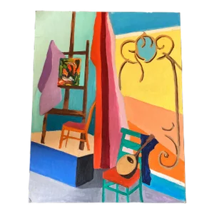 1960s Original Vintage Abstract Pop Modernist Still Life Painting