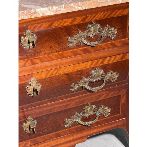 Metal Antique Louis XV Style Commode with Marble Top For Sale - Image 7 of 15