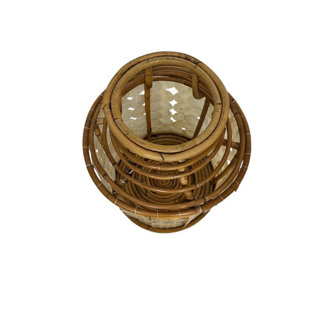 Late 20th Century Vintage Capiz Mother of Pearl Shell and Bamboo Latern For Sale - Image 5 of 6