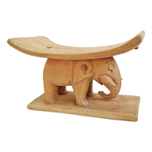 Vintage Ashanti African Small Wood Elephant Stool For Sale