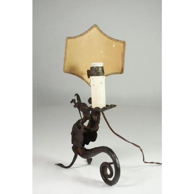 Art Nouveau Wrought Iron Table Lamp, 1950s, in Flawless conditions. Designed 1950 to 1959 European Plug (up to 250V).The...