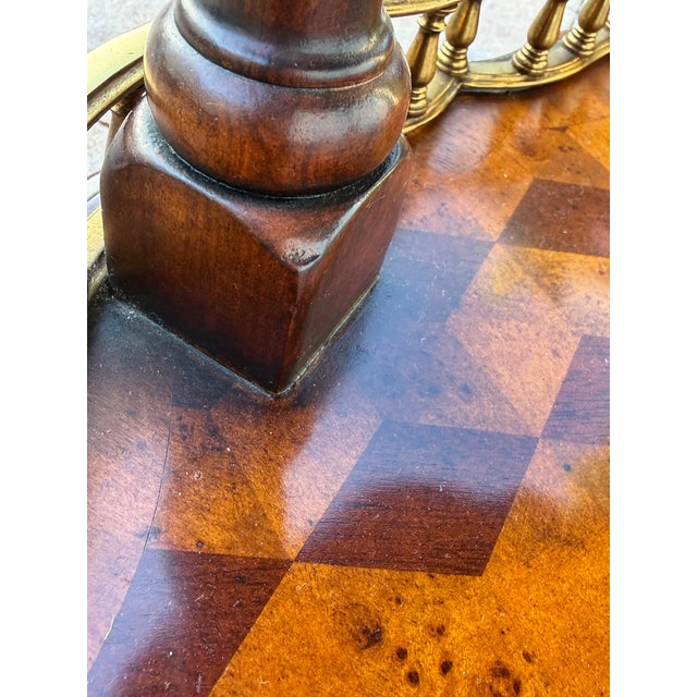 Vintage French Style Two-Tier Parquetry Side Table With Brass Gallery For Sale - Image 11 of 13