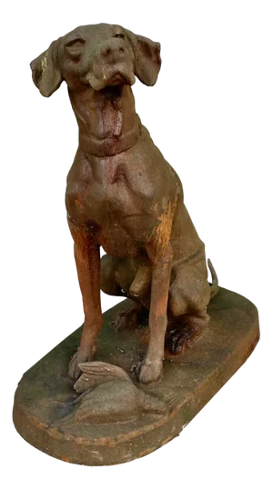 Statue of a Hunting Dog with a Pheasant, 1960s, Cast Iron