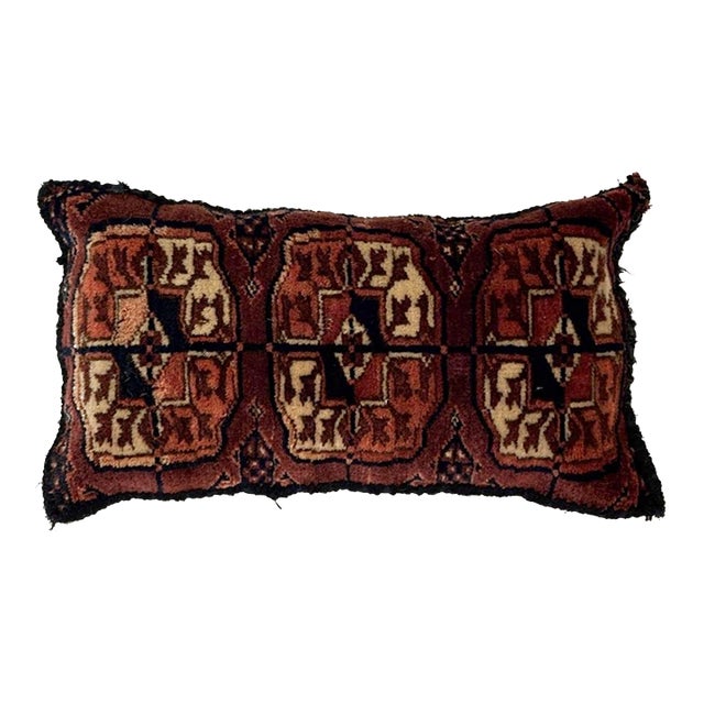 Pillow W/Antique Rug Fragment, 1'3" X 9" For Sale