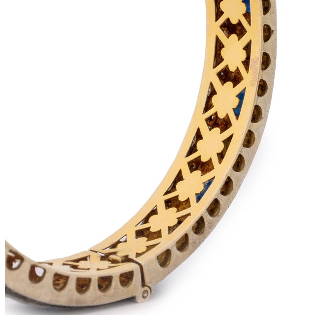14k Gold Sterling Silver Diamond Sapphire Bangle For Sale In New York - Image 6 of 8