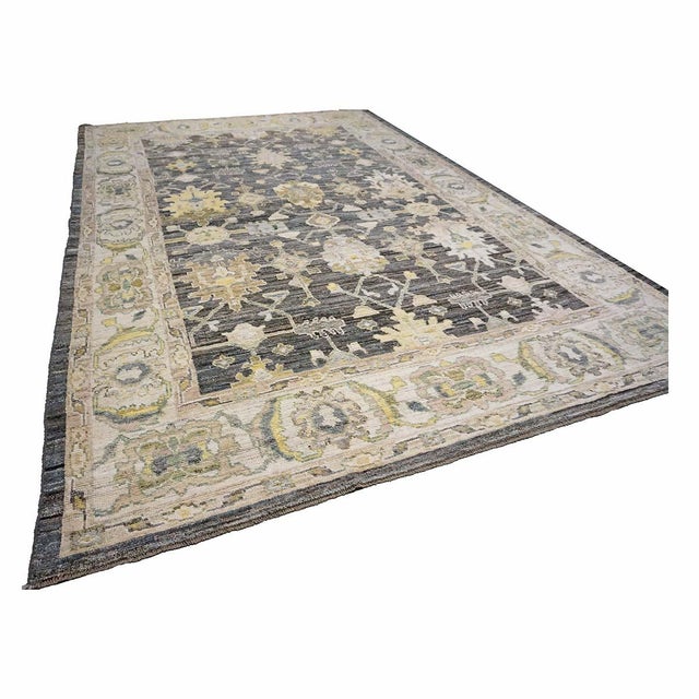 21st Century Turkish Oushak Wool 9X13 Gold, Ivory & Gray Handmade Area Rug #1144102 For Sale In Houston - Image 6 of 11