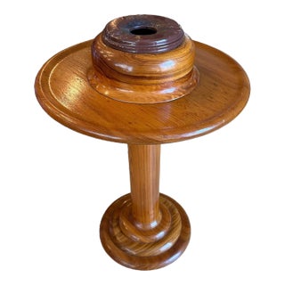 Vintage 1942 Railroad Passenger Pedestal Bar Drinks and Smoking Ashtray Stand Yellow Pine Wood For Sale