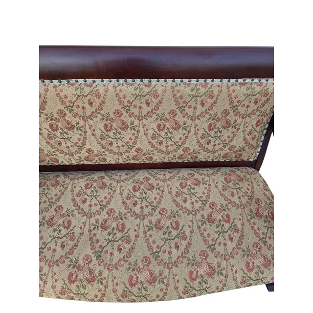 Antique French Carved Settee Love Seat Sofa Bench Empire Mahogany For Sale - Image 13 of 18