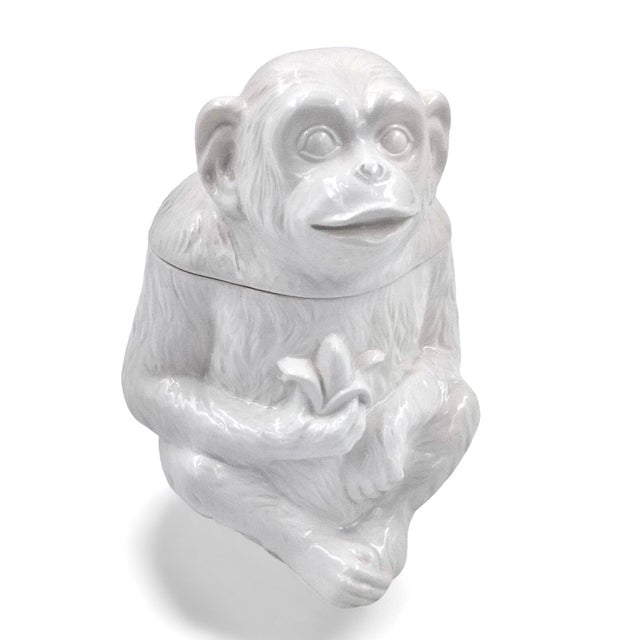 White 1970s Monkey Business, Fitz & Floyd, Discontinued, Figural Cookie Jar & Lid For Sale - Image 8 of 8
