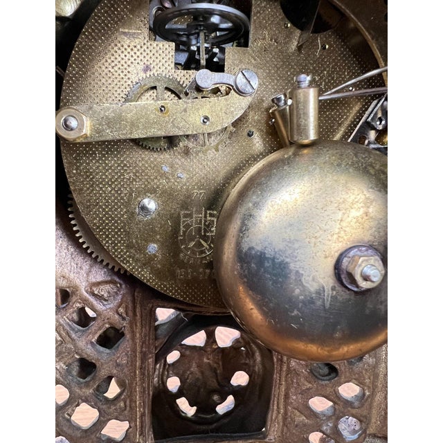 Vintage Brass Figurine Mantel Clock For Sale - Image 17 of 18