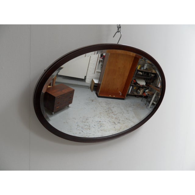 Wood Antique Oval Mahogany Mirror, 1890s For Sale - Image 7 of 9