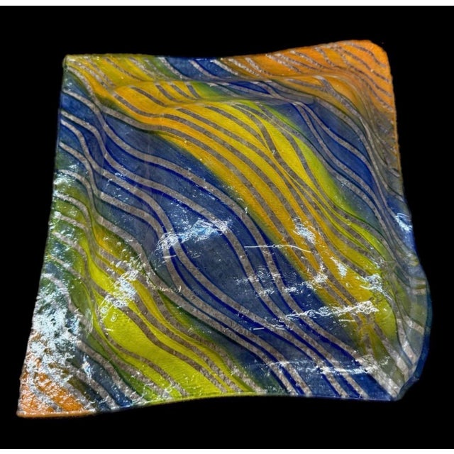 Groovy Art Glass Fused Platter Signed Lg Can’t make out the artist signature, but it’s signed on the bottom corner see...