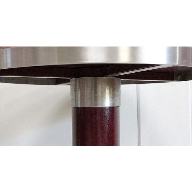 Small Circular Brushed Stainless Steel Pedestal Table, 1920s For Sale - Image 11 of 18