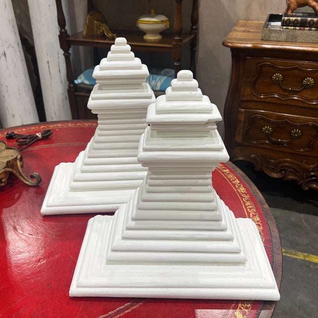 Antique White Plaster Outdoor Architectural Wall Brackets Shelves- A Pair For Sale - Image 4 of 12
