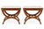 Brown Mid-Century Neo-Classical Klismos Style Walnut & Marble Side Tables or Stools - Pair For Sale - Image 8 of 8