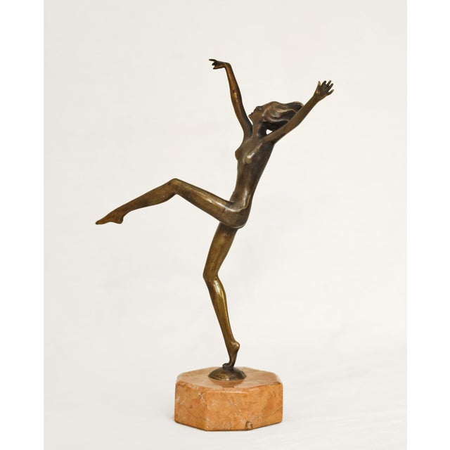 Metal Josef Lorenzl, Bronze Female Nude, 1920s, Bronze and Marble For Sale - Image 7 of 9
