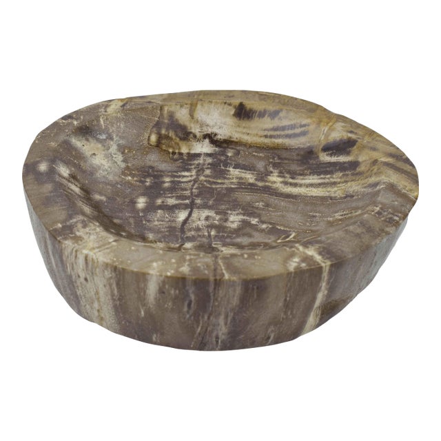 Late 20th Century Natural Solid Stone Pocket Change Catchall Valet Dish Decorative Stone Bowl For Sale