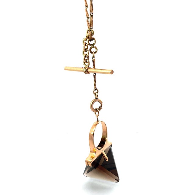 Metal Vintage Quartz Convertible Pendant/Ring on T-Bar Chain Necklace For Sale - Image 7 of 8