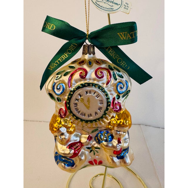 Contemporary Waterford 2000 Nostalgic Collection Cherubian New Years Clock Ornament W/ Box For Sale - Image 3 of 7