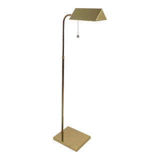 Adjustable Mid-Century Brass Pharmacy Floor Lamp For Sale