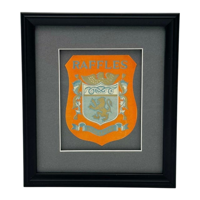 Vintage Raffles Hotel Singapore Framed Luggage Label Travel Wall Art For Sale In Washington DC - Image 6 of 12