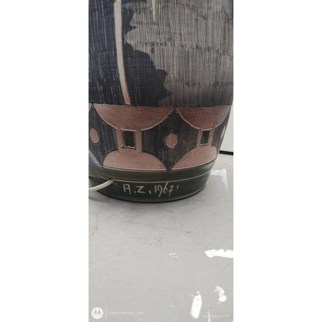 Ceramic Tilgmans Keramik Swedish Ceramic Table Lamp | Artist Signed a.z. 1964 | Scandinavian Modern For Sale - Image 7 of 7