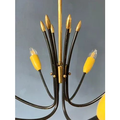 Vintage Spider Pendant Lamp in Yellow, 1950s For Sale - Image 10 of 11