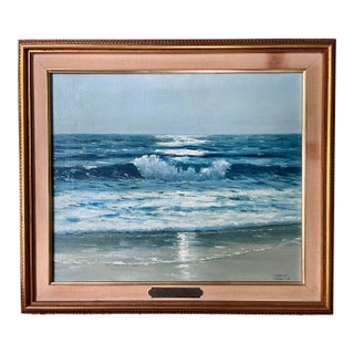 1930s Exquisite Ocean Listed Artist Original Oil Painting Herbert Foerster For Sale