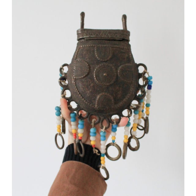 Antique Tribal African Artifacts, Benin Tribe Bronze Bag/Container - A Pair No makers mark. Slightly different sizes. Some...