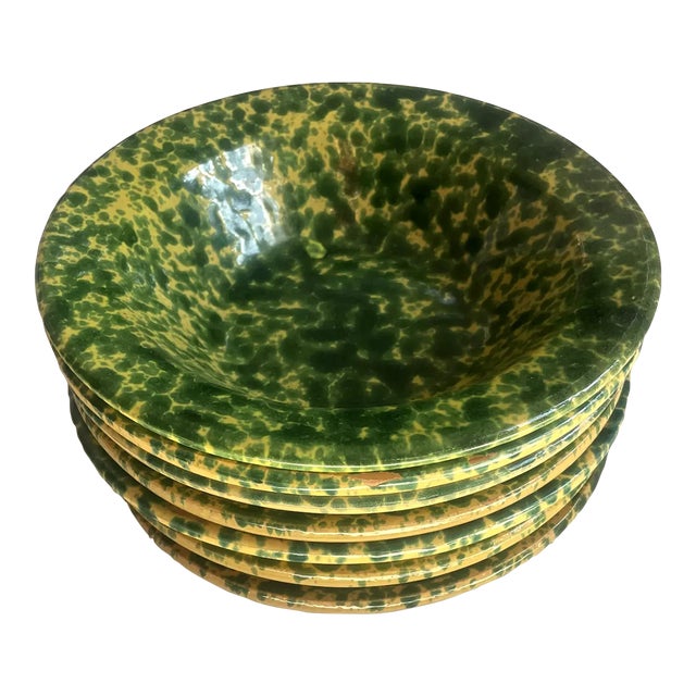 Antique Splatterware Soup Bowls- Set of 10 For Sale