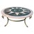 Elegant mid-century round coffee table made in Italy in the 1950s, featuring a richly detailed marble top with inlaid...