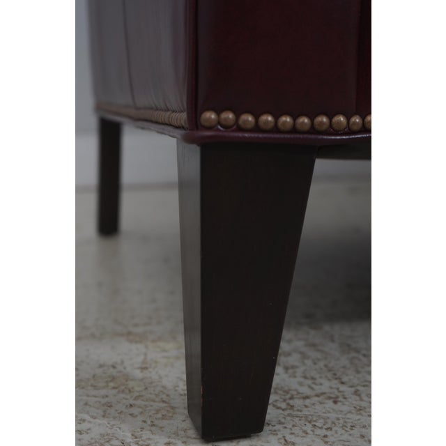 Ethan Allen Burgundy Leather Modern Sofa For Sale - Image 13 of 18