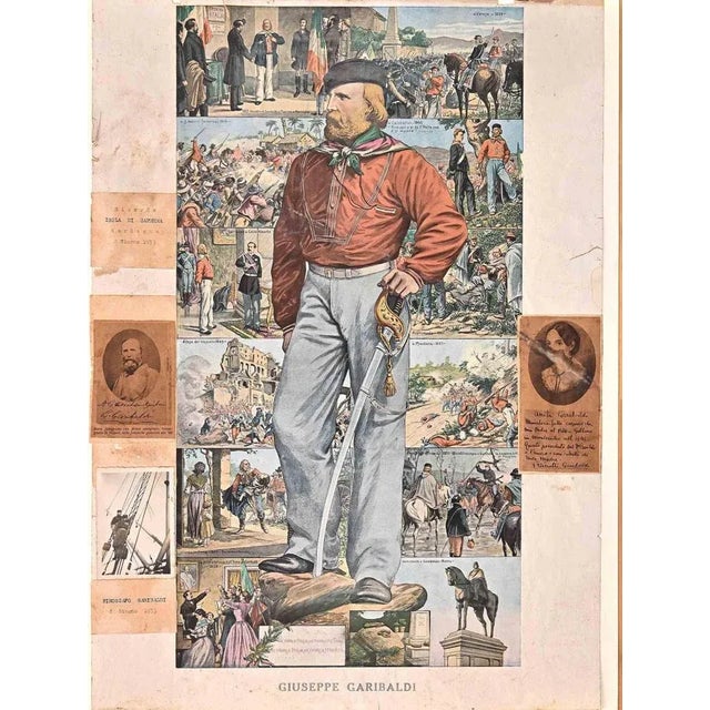 History of Giuseppe Garibaldi is an original Vintage Photolithograph realized for the commemoration at Caprera Island in...