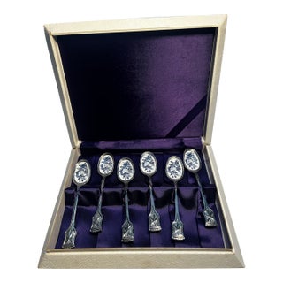 Vintage M Brite 6 Silver Plate Dessert Spoons For Sale